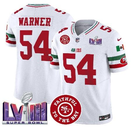 Men San Francisco 49ers 54 Warner white 2024 Nike Limited NFL Jersey